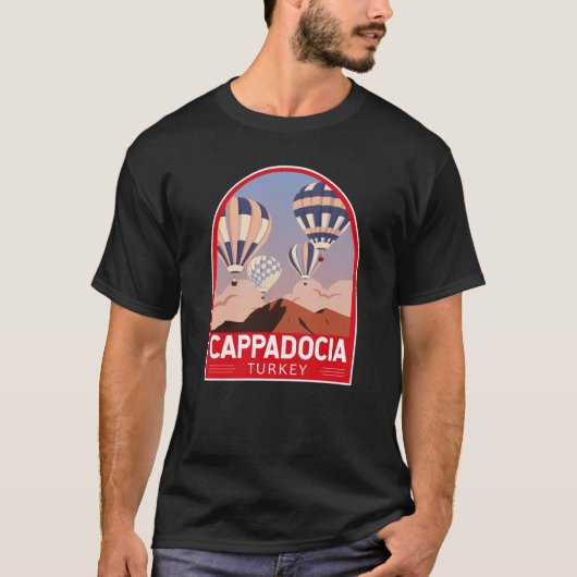 Cappadocia Turkey Retro Travel Art  T-shirt (Voorkant)