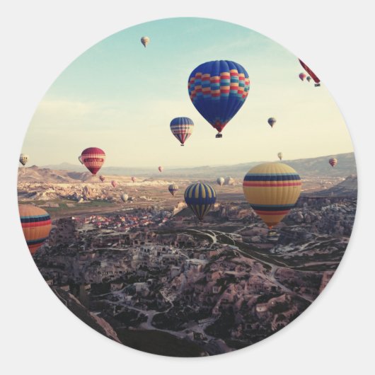 Cappadocia Turkije heteluchtballonnen Ronde Sticker (Voorkant)