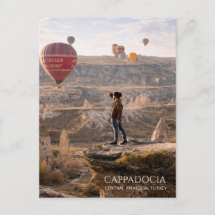 Cappadocia Turkije Warmeluchtballon Aquarel Feestdagenkaart