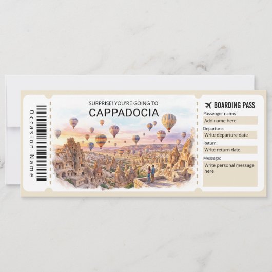 Cappadocië Trip Instapkaart Ticket Kaart (Voorkant)