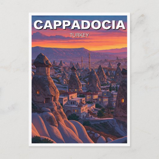 Cappadocië Turkije Hete Luchtballonnen zonsonderga Briefkaart (Voorkant)