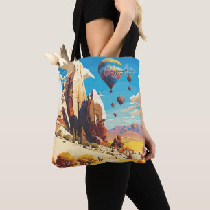 Cappadocië Turkije kunst reisillustratie Tote Bag
