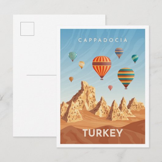 Cappadocië Turkije Kunst Vintage Reizen Illustrati Briefkaart (Voorkant / Achterkant)