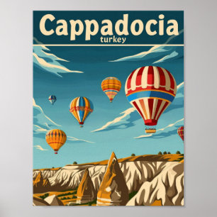 Cappadocië Turkije Vintage Beroemde Reisplaats Poster