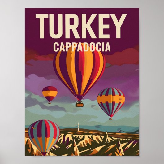 Cappadocië Turkije Vintage Beroemde Reisplaats Poster (Voorkant)