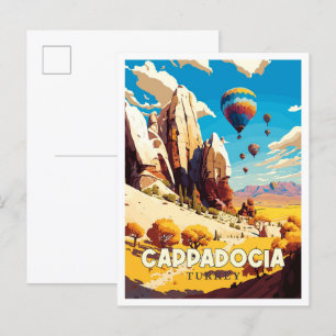 Cappadocië Turkije vintage reisillustratie Briefkaart