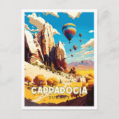 Cappadocië Turkije vintage reisillustratie Briefkaart (Voorkant)