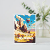 Cappadocië Turkije vintage reisillustratie Briefkaart (Staand voorkant)