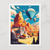 Cappadocië Turkije vintage reisillustratie Briefkaart (Voorkant)