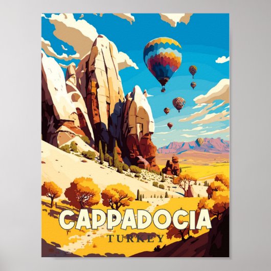 Cappadocië Turkije vintage reisillustratie Poster (Voorkant)