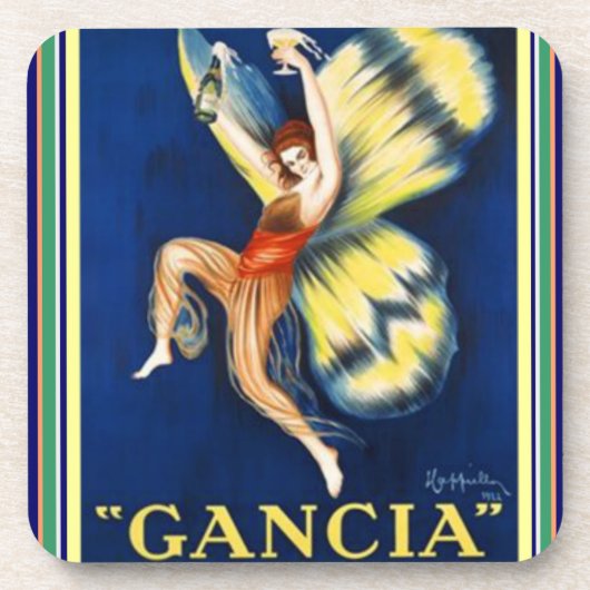 Cappiello Art Deco "Gancia" Ad Onderzetter set (Voorkant)