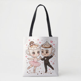Cappuccino Ballet Couple Love Tote Bag