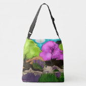Cappuccino Bomen Abstracte Kunst Crossbody Tas (Achterkant)