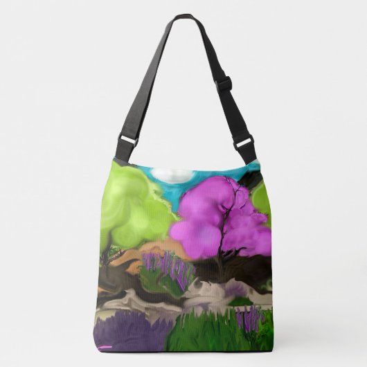 Cappuccino Bomen Abstracte Kunst Crossbody Tas (Voorkant)