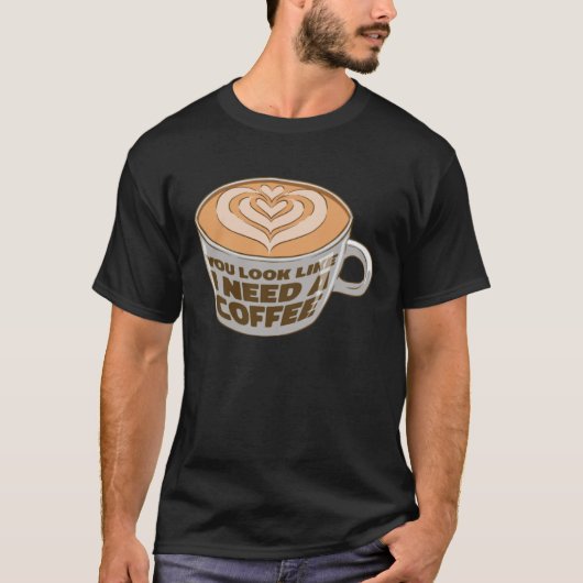 Cappuccino Coffee Bean Caffeine Quotes T-shirt (Voorkant)