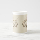 Cappuccino Coffee Heart Leaf Swirl Star Cookie Porselein Kop (Voorkant)