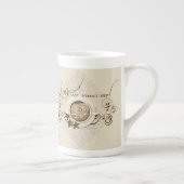 Cappuccino Coffee Heart Leaf Swirl Star Cookie Porselein Kop (Rechts)