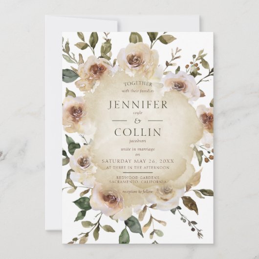 Cappuccino crème rustieke Rozen Kaart (Voorkant)