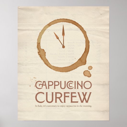 Cappuccino Curfew – 11AM Coffee Art Print (Voorkant)