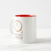 Cappuccino Curfew - 11AM Coffee Culture Mug Tweekleurige Koffiemok (Voorkant links)