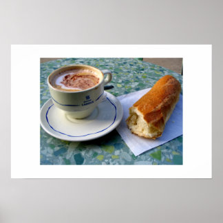 Cappuccino en Baguette Poster
