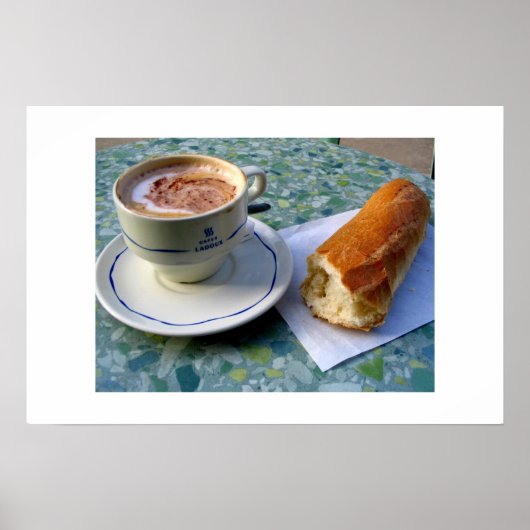 Cappuccino en Baguette Poster (Voorkant)