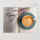 Cappuccino en Bloemenboek Briefkaart (Voorkant)