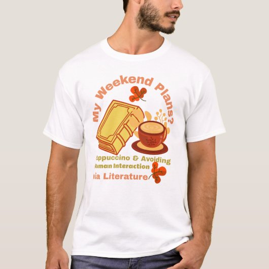 Cappuccino en boek t-shirt (Voorkant)