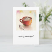 Cappuccino in een rode beker kaart (Staand voorkant)