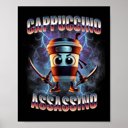 Cappuccino Ino Brainrot Italiaanse meme Poster (Voorkant)