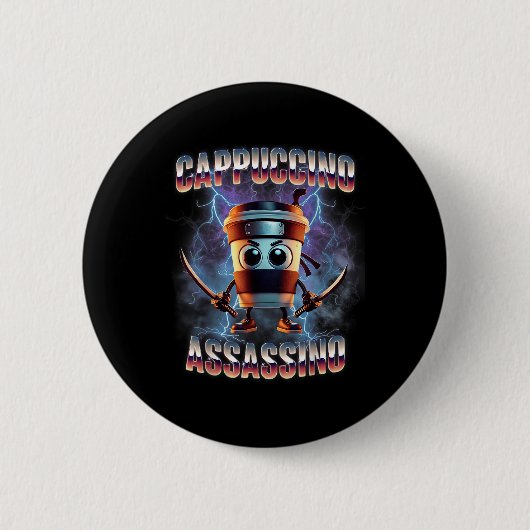 Cappuccino Ino Brainrot Italiaanse meme Ronde Button 5,7 Cm (Voorkant)