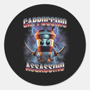 Cappuccino Ino Brainrot Italiaanse meme Ronde Sticker