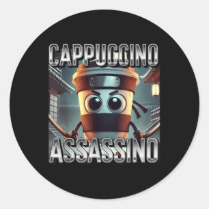 Cappuccino Ino Coffee Lovers Italian Brainrot Meme Ronde Sticker