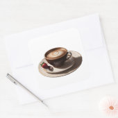 cappuccino koffie met aardbeien vierkante sticker (Envelop)