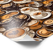 Cappuccino koffie olie verf patroon foto afdruk (Hoek)