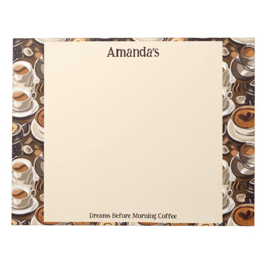 Cappuccino koffie olie verf patroon gepersonalisee notitieblok (Voorkant)