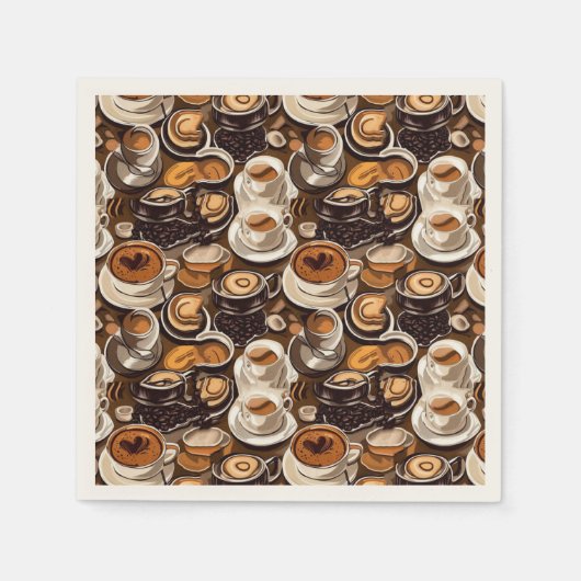 Cappuccino koffie olie verf patroon servet (Voorkant)