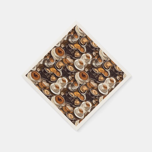 Cappuccino koffie olie verf patroon servet (Hoek)