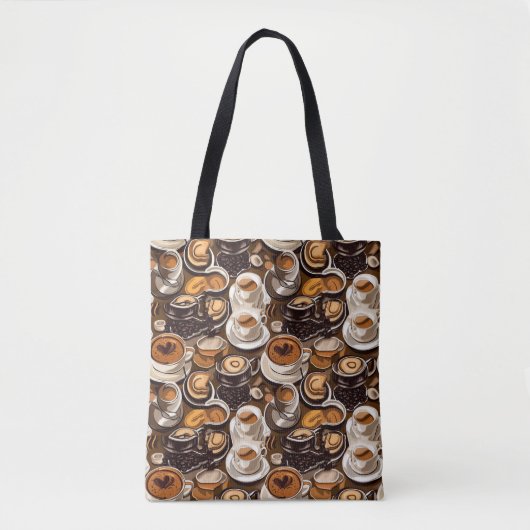 Cappuccino koffie olie verf patroon tote bag (Voorkant)