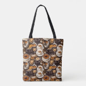 Cappuccino koffie olie verf patroon tote bag (Achterkant)