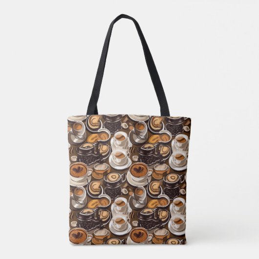Cappuccino koffie olie verf patroon tote bag (Achterkant)