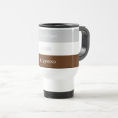 Cappuccino-koffie ontvangen | Tekstontwerp Reisbeker (Voorkant rechts)