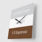 Cappuccino-koffie ontvangen | Tekstontwerp Vierkante Klok (Hoek)
