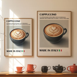 Cappuccino koffie print, Italiaanse latte kunst mu Poster