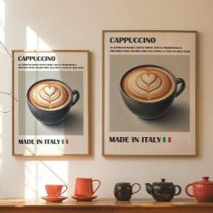 Cappuccino koffie print, Italiaanse latte kunst mu Poster