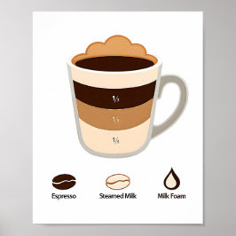 Cappuccino Koffie Recept Ratio Diagram Keuken Poster
