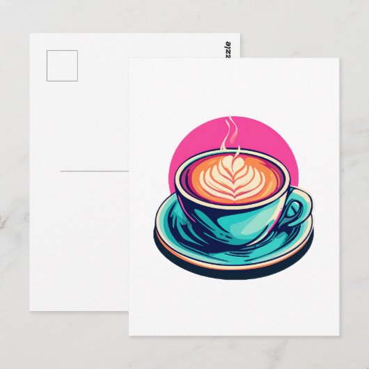 Cappuccino koffiekop briefkaart (Voorkant / Achterkant)