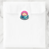 Cappuccino koffiekop ronde sticker (Tas)