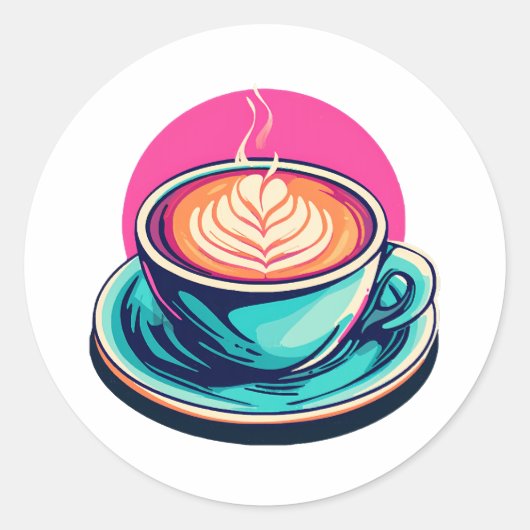 Cappuccino koffiekop ronde sticker (Voorkant)