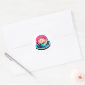Cappuccino koffiekop ronde sticker (Envelop)